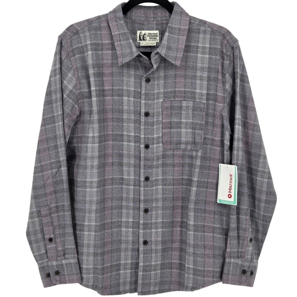 Marmot NEW Men's Small Fairfax Novelty Heathered Lightweight Flannel Dark‎ Steel